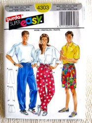 4303 BURDA EZ UNI WALKER SHORTS, PANTS PATTERN 12-26, 34-48 MR